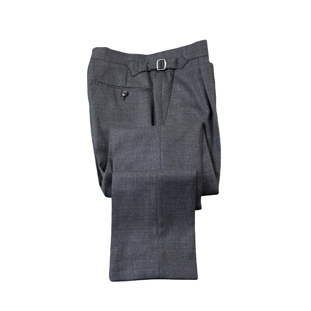 Suit Supply Gray Woven Wool Adjustable Side Tab Mens Trouser 30x32 Pleated